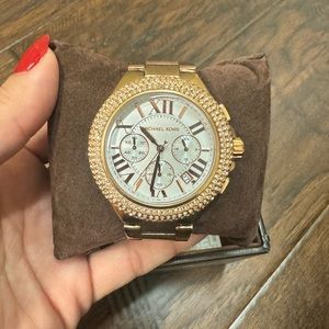 Michael Kors Oversized Pavé Rose Gold-Tone Watch